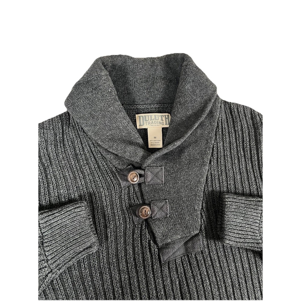 Duluth Trading Co. Gray Infantry Sweater High Neck Ribbed Wool Blend Men's M